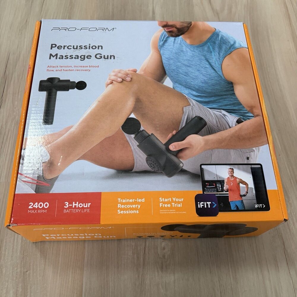 Pro-Form Pulse Tech Percussion Therapy Gun, 6 Massage Heads, Black W/Case New